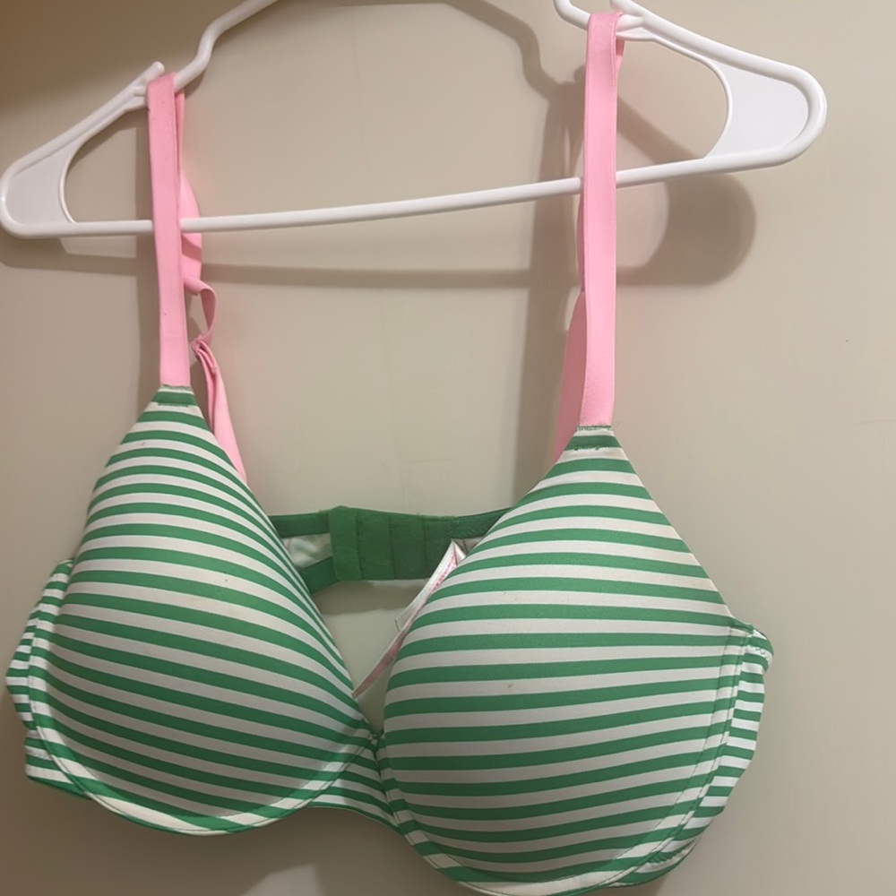 PINK Victoria's Secret Green and Pink Bra with Adjustable Straps